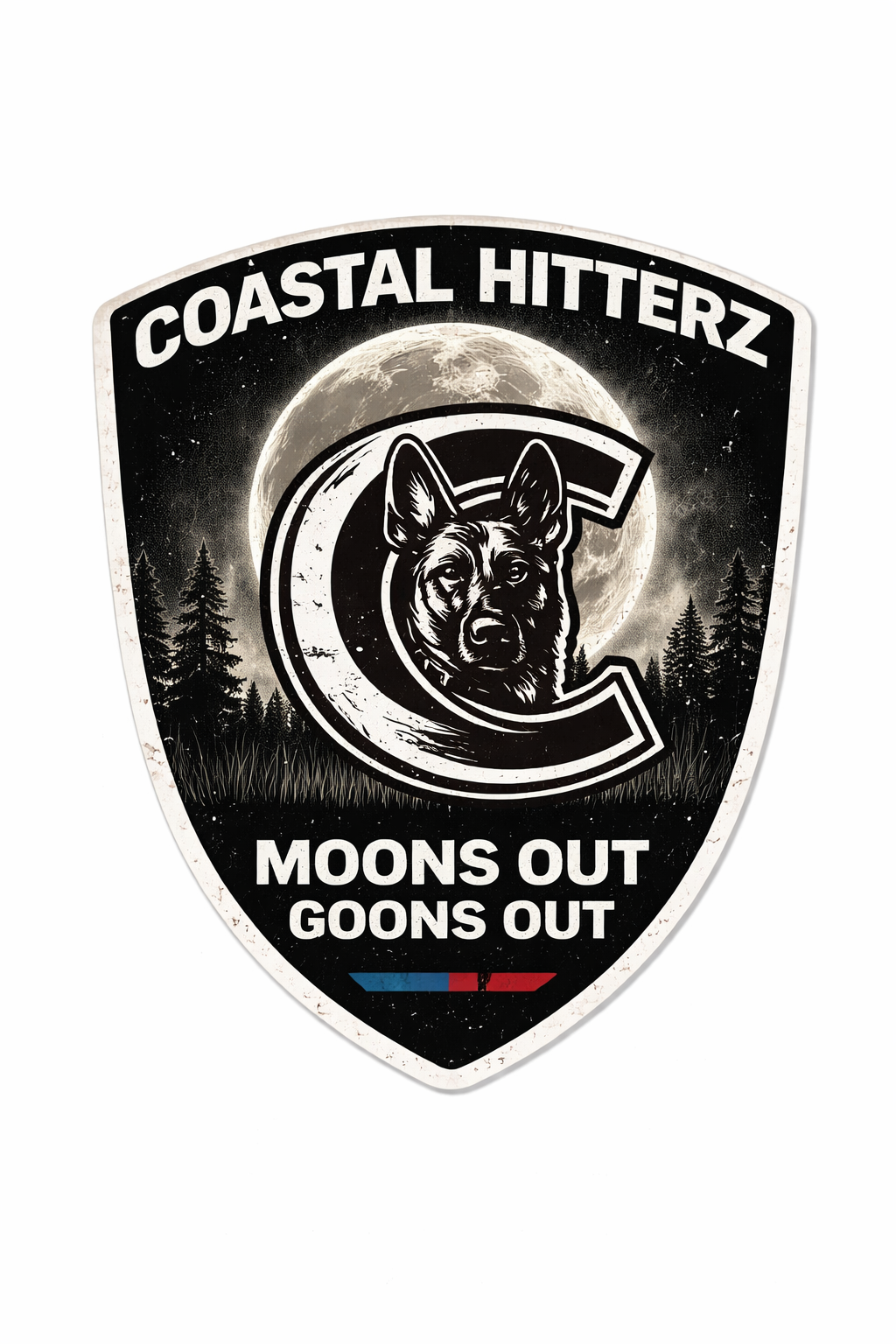 Moons Out Goons Out Holographic Sticker (2x1in)